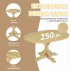 TOPMAX Farmhouse 6-Piece 60inch Extendable Pedestal Dining Table Set with 18inch Removable Leaf, 44inch Bench and 4 Ladder Back Dining Chairs, Natural