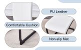 Table and chair set.Black Marble Pattern MDF Dining Table Set - 63"x37" with 4 chairs with white PU cushions and C-tube black metal legs.Bring a comfo