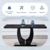 Table and chair set.63"W x 37"D x 30"H Black Marble MDF DiningTable Set with 4 White and Dark Gray spliced PU Chairs with black metal legs.Bring a com