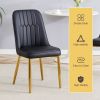 Table and chair set.63"W x 37"D x 30"H Black Marble MDF DiningTable Set with 4 Black PU Chairs with gold metal legs.Bring a comfortable home experienc