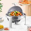 SOGA 4X 6L Stainless Steel Chafing Food Warmer Catering Dish Round Roll Top