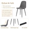 Table and chair set.63"x35.4" Wood-Textured MDF Dining Table with Black A-Frame Legs.Paired with 6 Dark Grey Linen-Cotton Round Corner Dining Chair.De