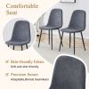 Table and chair set.63"x35.4" Wood-Textured MDF Dining Table with Black A-Frame Legs.Paired with 6 Dark Grey Linen-Cotton Round Corner Dining Chair.De