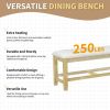 TOPMAX Farmhouse 6-Piece 60inch Extendable Pedestal Dining Table Set with 18inch Removable Leaf, 44inch Bench and 4 Ladder Back Dining Chairs, Natural