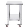 VEVOR Stainless Steel Work Table with Wheels 24 x 30 Prep Table with casters Heavy Duty Work Table for Commercial Kitchen Restaurant Business (24 x 30