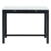TREXM 3-Piece Modern Faux Marble Versatile Bar Table Set with Storage Drawers and Padded Stools
