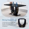 Table and chair set.63"W x 37"D x 30"H Black Marble MDF DiningTable Set with 6 White and Dark Gray spliced PU Chairs with black metal legs.Bring a com