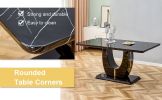 Table and chair set.63"W x 37"D x 30"H Black Marble MDF DiningTable Set with 4 Black PU Chairs with gold metal legs.Bring a comfortable home experienc
