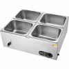 VEVOR 4-Pan Commercial Food Warmer, 4 x 12QT Electric Steam Table