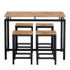 TREXM 5-Piece Compact Bar Table Set with Table and Stools - Modern Industrial Design