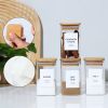 18 PCS Square Seasoning Jar Pepper Seasoning Bottle Pepper Powder Bottle 240ml Bamboo Wood Glass Seasoning Tank Square Spice Bottle