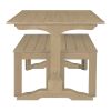 TREXM 3-Piece Retro Dining Set, Rectangular Trestle Table and 2 Wooden Benches for 4 People for Dining Room and Kitchen (Natural Wood)