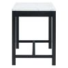 TREXM 3-Piece Modern Faux Marble Versatile Bar Table Set with Storage Drawers and Padded Stools