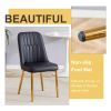 Table and chair set.63"W x 37"D x 30"H Black Marble MDF DiningTable Set with 4 Black PU Chairs with gold metal legs.Bring a comfortable home experienc
