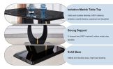 Table and chair set.63"W x 37"D x 30"H Black Marble MDF DiningTable Set with 6 White and Dark Gray spliced PU Chairs with black metal legs.Bring a com
