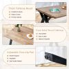 Table and chair set.63"x35.4" Wood-Textured MDF Dining Table with Black A-Frame Legs.Paired with 6 Dark Grey Linen-Cotton Round Corner Dining Chair.De
