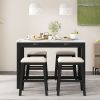 TREXM 3-Piece Modern Faux Marble Versatile Bar Table Set with Storage Drawers and Padded Stools